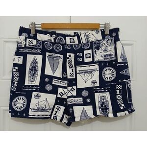 Ships ahoy womens xl beach surf swim trunks shorts new jersey 100% nylon blue